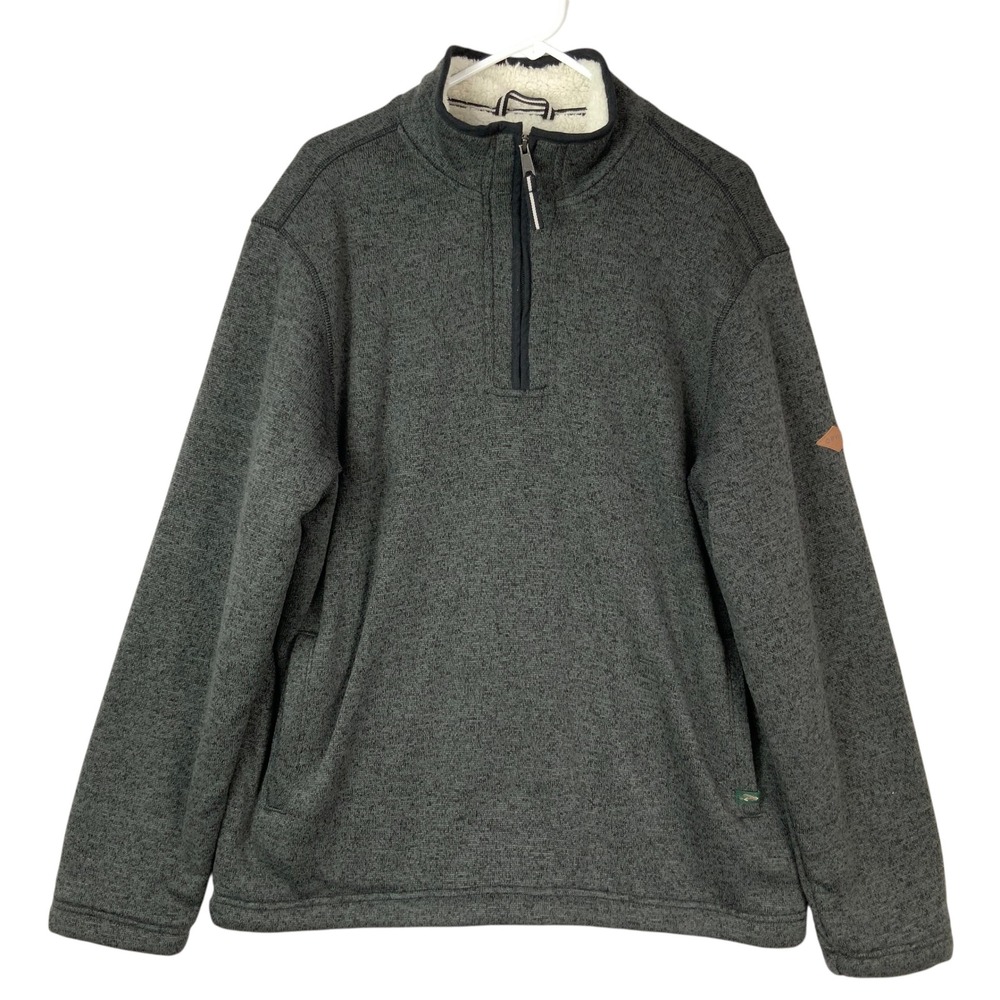 Orvis Classic Charcoal Gray Pullover L Quarter-Zip Mock Neck Long Sleeve Sherpa